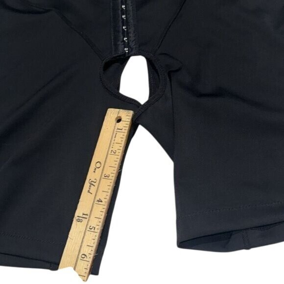 Black Adjustable Strap Shapewear Bodysuit With Front Hook Closure & Open Crotch - Picture 8 of 8